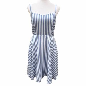 Old Navy Medium Blue White Stripe Cami Mini Dress Smocked Fit Flare Sundress